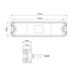Baglygte smal med 4 funktioner - 191 x 50 mm - 12/24 volt