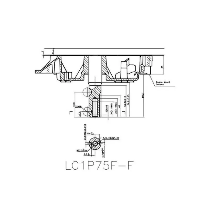7,5 hk loncin motor - elstart + lodret aksel 22,22 x 80 mm