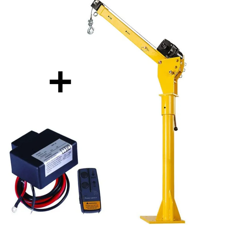 Ladkran elektrisk - 12 volt - med trådløs fjernbetjening