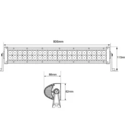 LED Lysbom - 180 watt - til fast montering - 12/24 volt