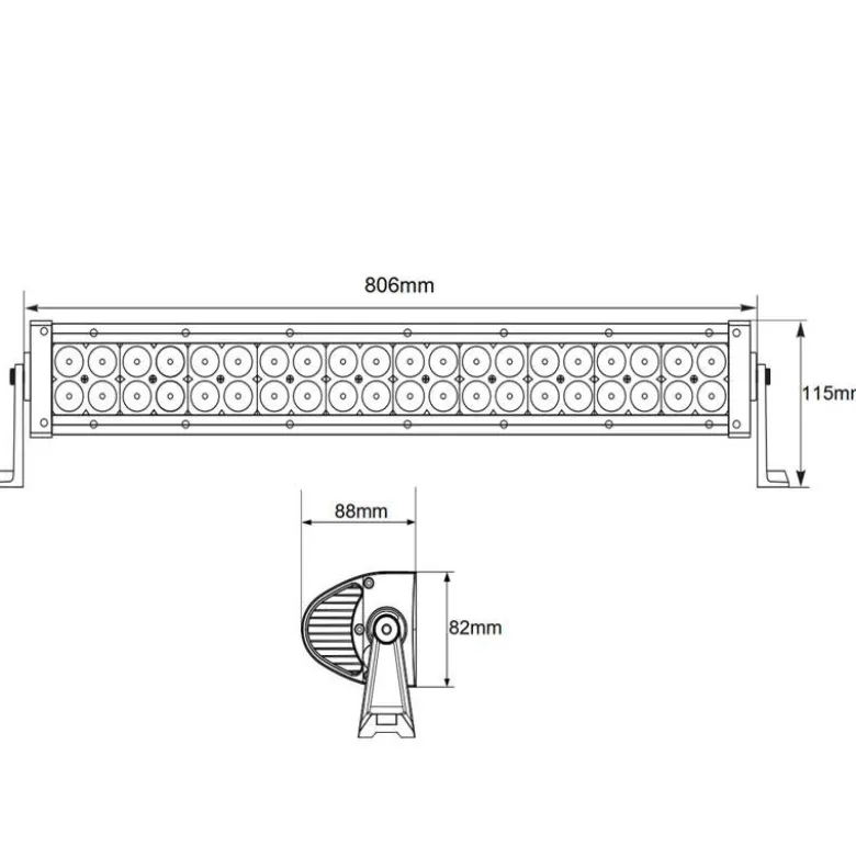 LED Lysbom - 180 watt - til fast montering - 12/24 volt